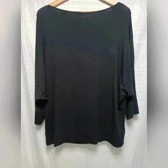 Eileen Fisher Crew neck 3/4 length Butterfly sleeve Top. Size L - Picture 2 of 7